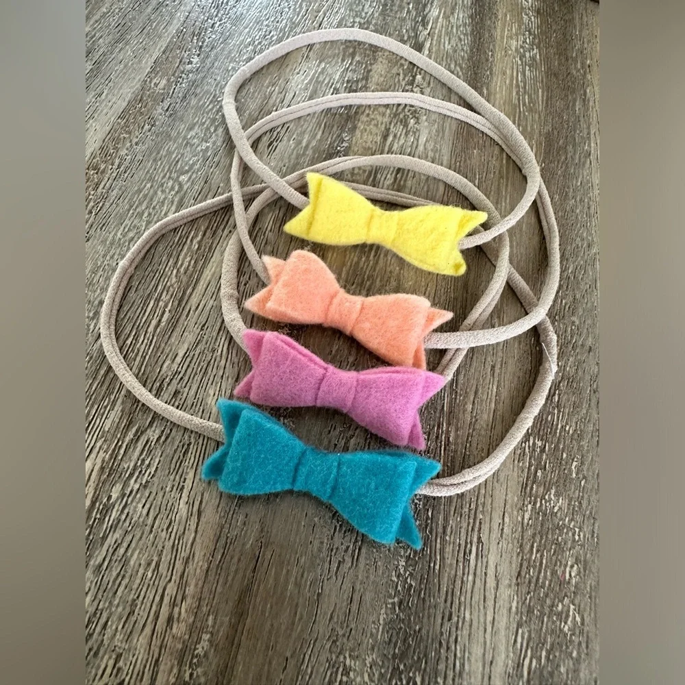 Baby Mini Bows Nylon Headbands Macaroon Color Pallette